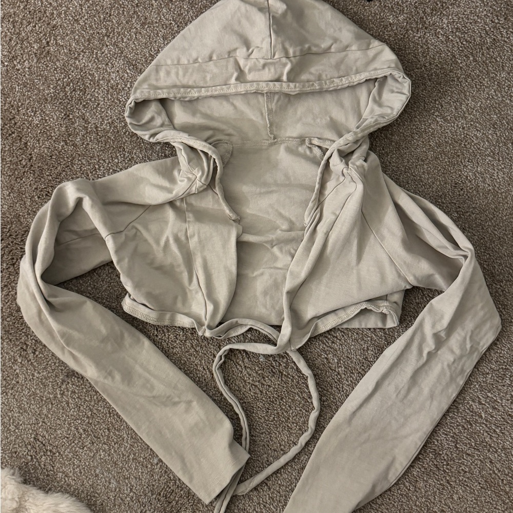 Light Gray Hooded Crop Top